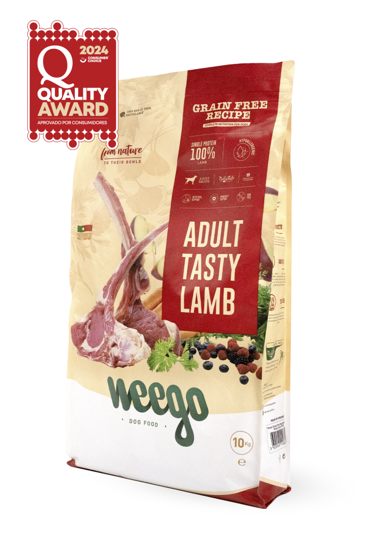 WEEGO GRAIN FREE DOG FOOD ADULT TASTY LAMB 